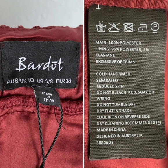 Bardot Versailles Lace Pencil Dress In Burgundy NWT Sz Small - Picture 8 of 8